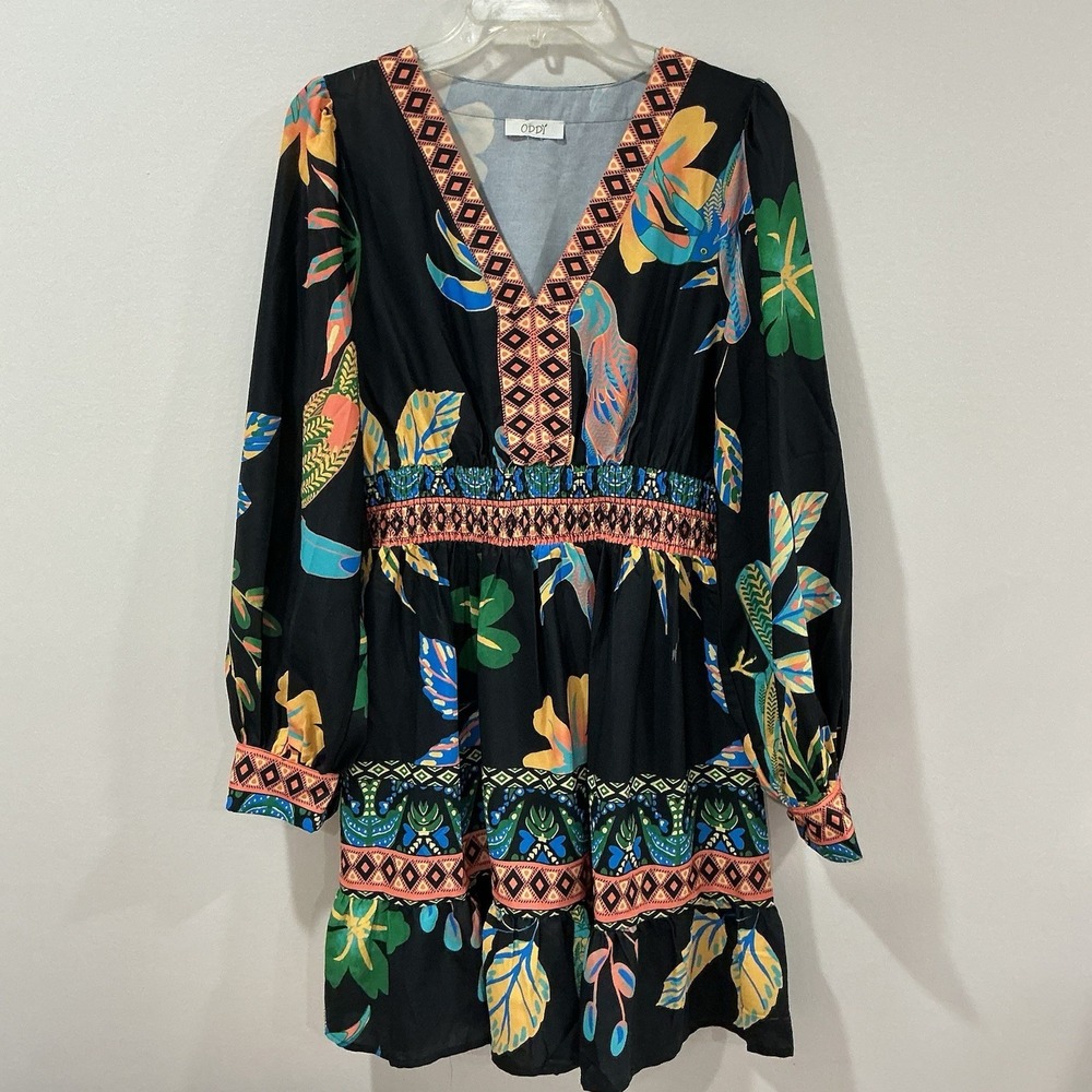 Oddi Los Angeles Women's Floral Dress Size Large Multicolor‎ Tropical Vacation